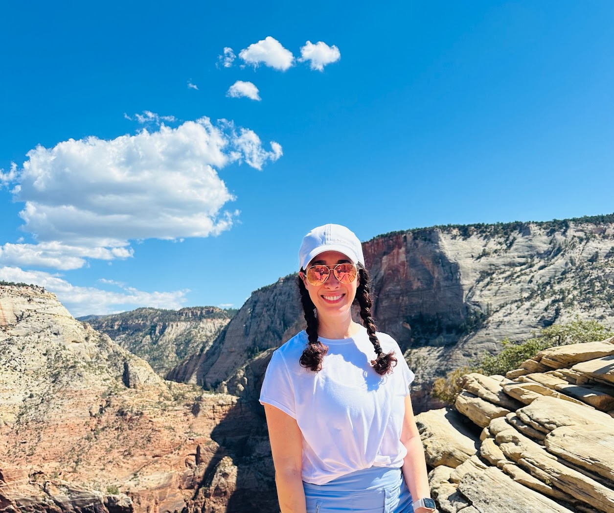 Cassandra at the summit overlooking Zion National Park